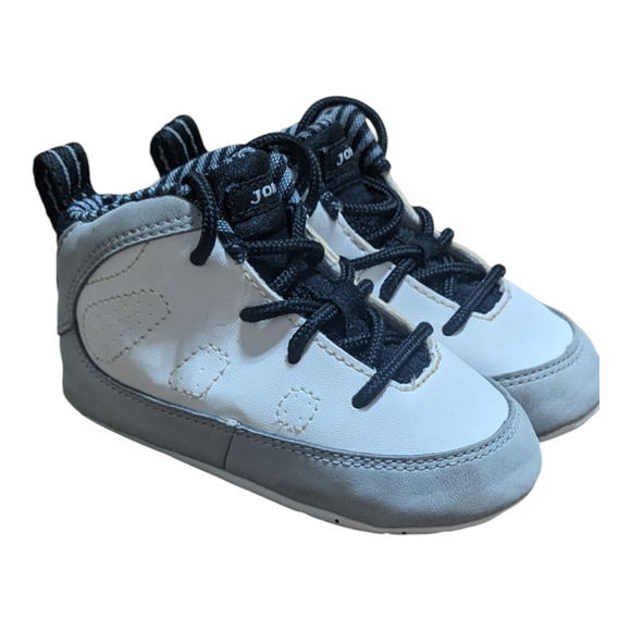 Nike Air Jordan 9 Retro Barons 45 Toddler Size 4C White Black Gray 401843-116 - Picture 3 of 8